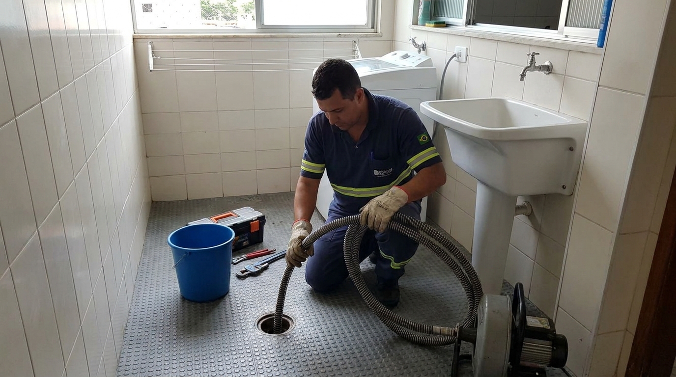Desentupimento de ralo residencial em Joinville‑SC
