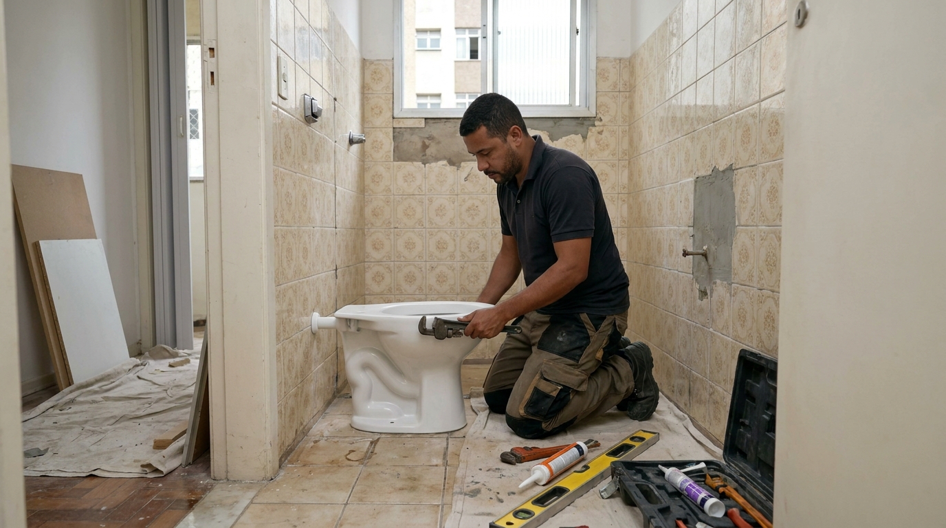 Instalação de vaso sanitário profissional em Joinville‑SC